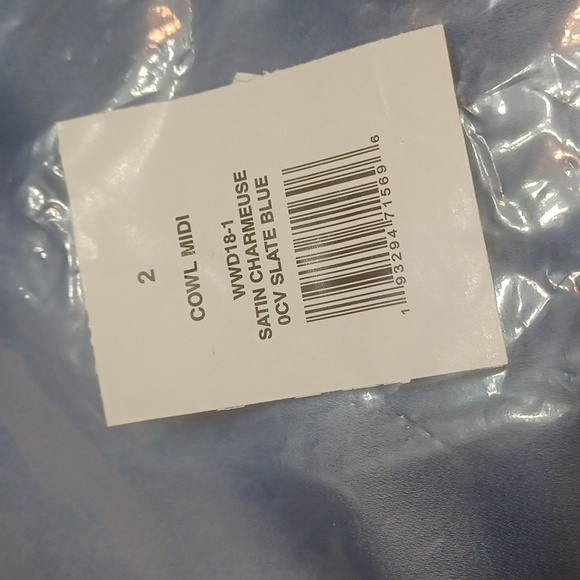 NEW WeWoreWhat Cowl Midi Slip Dress Slate Blue Satin Charmeuse Women's Size 2 - Picture 7 of 7